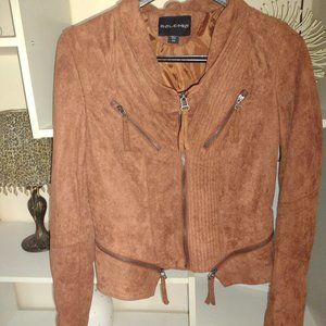 Solemio cognac brown spring jacket, zipper front and sleeves, size medium